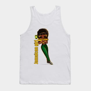 Jamaican girl 2 in the colours of Jamaican flag in black green and gold. The best of Jamaica Tank Top